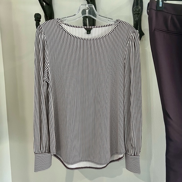 Ann Taylor Striped Blouse Top in Violet Medium - Picture 1 of 4